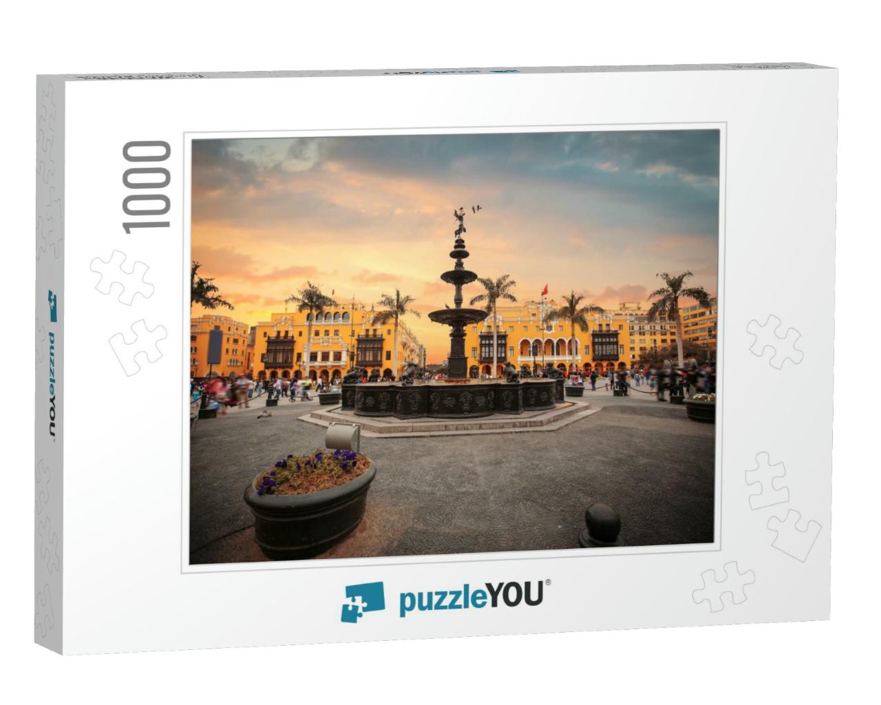 Panoramic View of Lima Main Square & Cathedral Church... Jigsaw Puzzle with 1000 pieces
