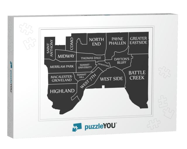 Saint Paul Minnesota City Map USA Labelled Black Illustrat... Jigsaw Puzzle