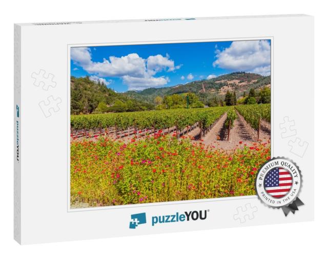 Wild Flowers Along Vineyards in Napa Valley California US... Jigsaw Puzzle