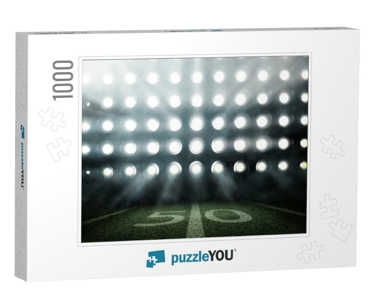 American Football Stadium in Lights & Flashes in 3D... Jigsaw Puzzle with 1000 pieces
