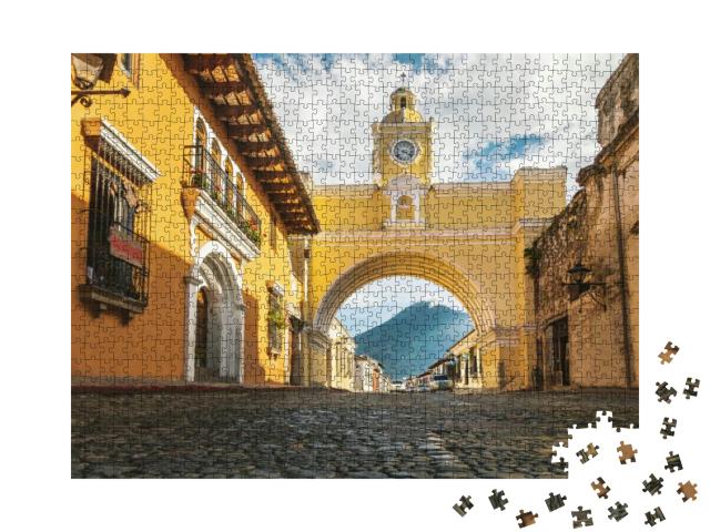 Santa Catalina Arch Ans Agua Volcano - Antigua, Guatemala... Jigsaw Puzzle with 1000 pieces