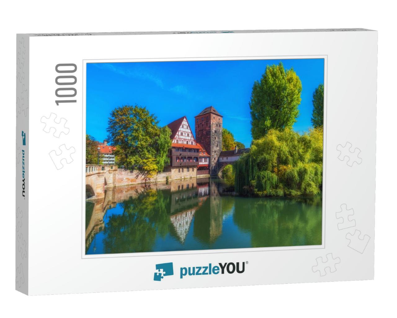 The Riverside of Pegnitz River in Nuremberg, Germany... Jigsaw Puzzle with 1000 pieces