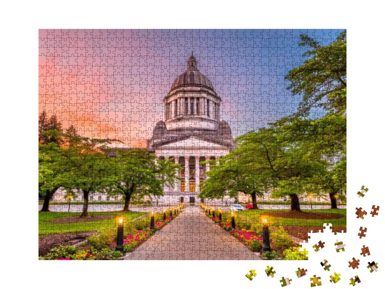 Olympia, Washington, USA State Capitol Building At Dusk... Jigsaw Puzzle with 1000 pieces