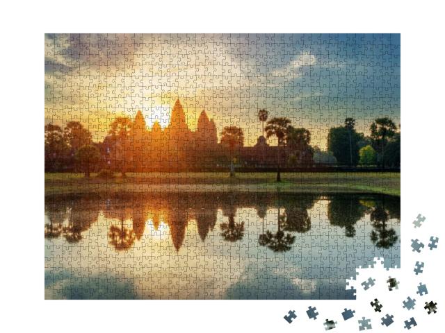 Towers of Ancient Temple Complex Angkor Wat At Sunrise. S... Jigsaw Puzzle with 1000 pieces