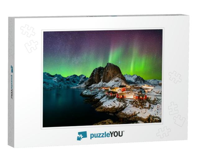 Aurora Borealis Over Hamnoy in Norway... Jigsaw Puzzle