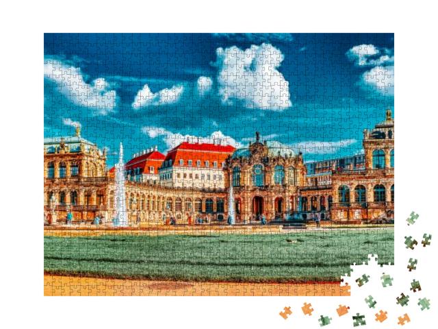 Panoramic on Zwinger Palace - Royal Palace Since 17th Cen... Jigsaw Puzzle with 1000 pieces