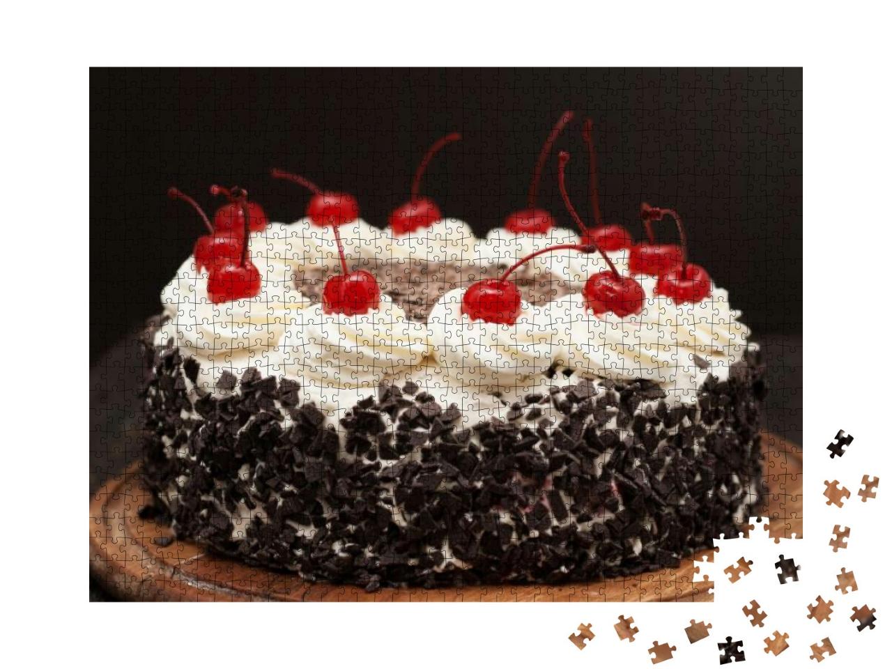 Black Forest Cake on a Dark Background... Jigsaw Puzzle with 1000 pieces