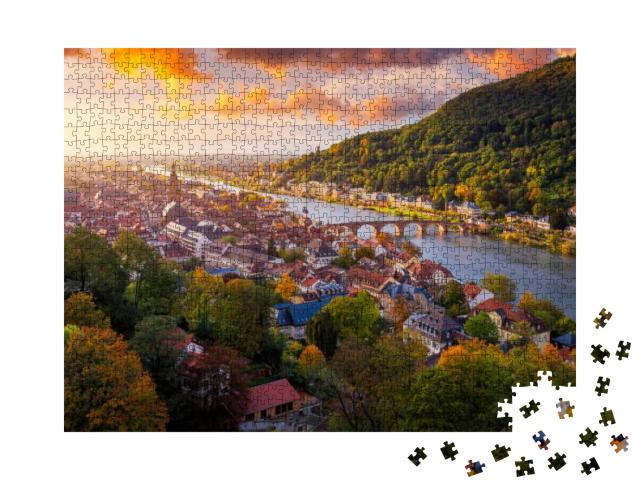 Landmark & Beautiful Heidelberg Town with Neckar River, G... Jigsaw Puzzle with 1000 pieces