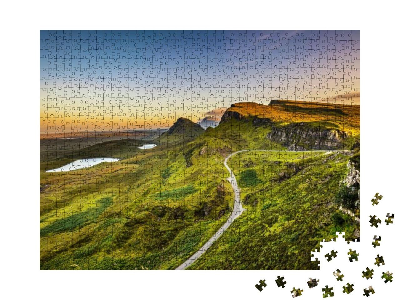 Quiraing Mountains Sunset At Isle of Skye, Scottish Highl... Jigsaw Puzzle with 1000 pieces