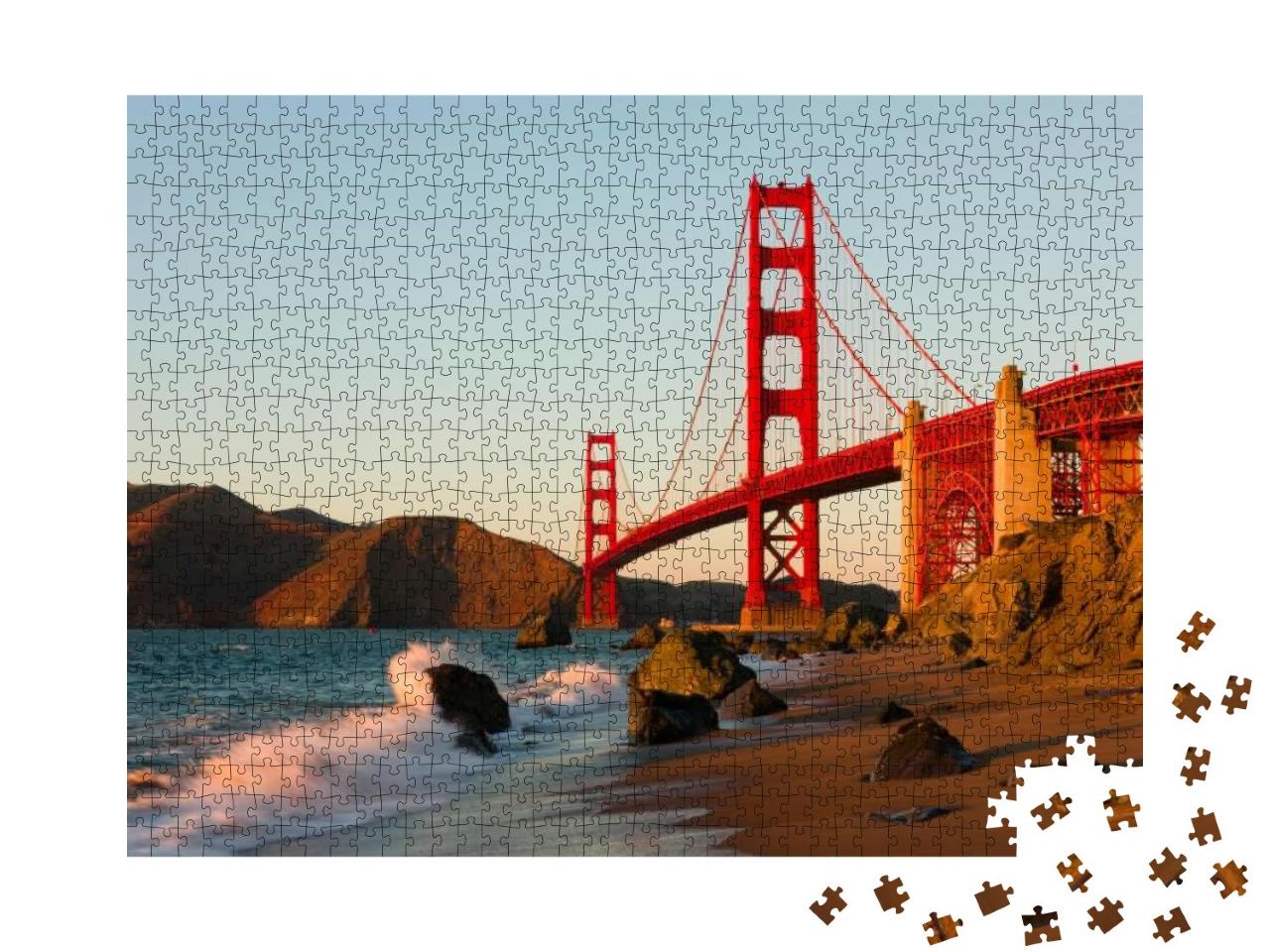 Golden Gate Bridge in San Francisco At Sunset... Jigsaw Puzzle with 1000 pieces