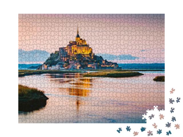 Classic View of Famous Le Mont Saint-Michel Tidal Island... Jigsaw Puzzle with 1000 pieces