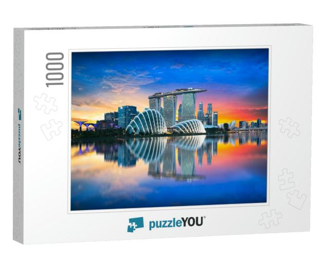 Singapore City Skyline At Dusk... Jigsaw Puzzle with 1000 pieces