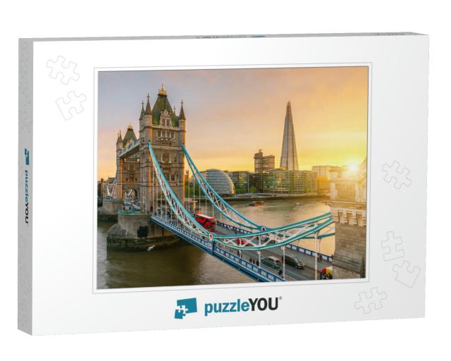 London Tower Bridge, the Uk. Sunset with Beautiful Clouds... Jigsaw Puzzle