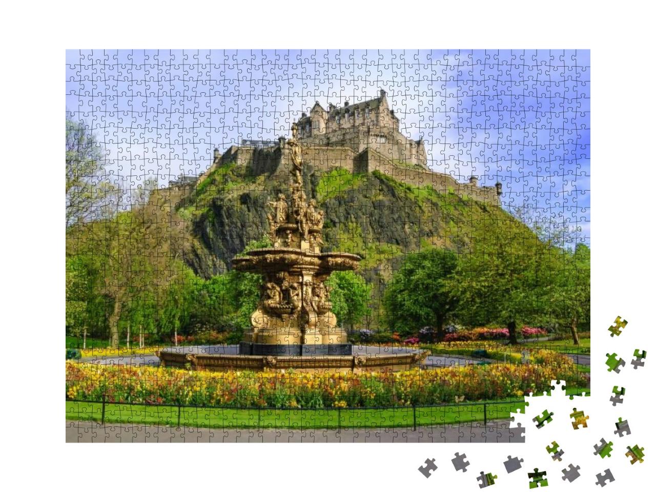 Ross Fountain Landmark in Pinces Street Gardens. Edinburg... Jigsaw Puzzle with 1000 pieces