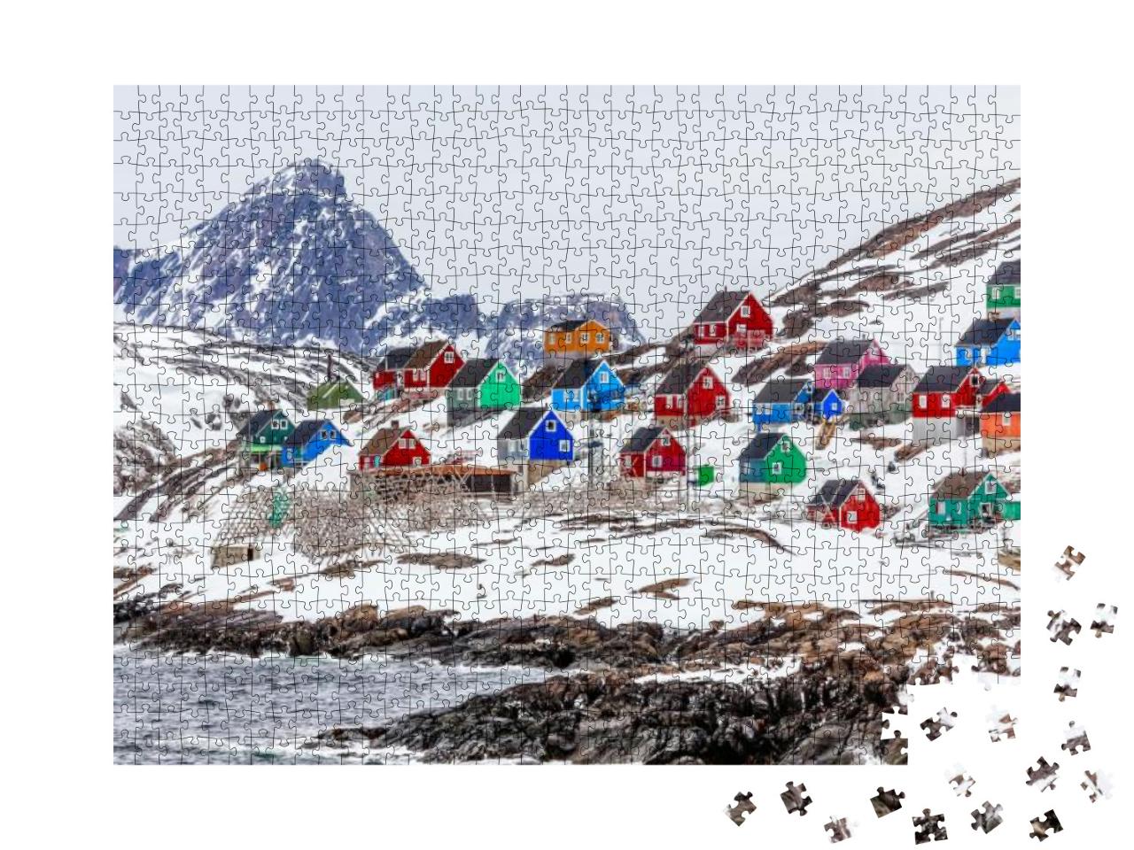 Kangamiut Village in the Middle of Nowhere, Greenland May... Jigsaw Puzzle with 1000 pieces