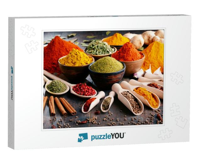 Variety of Spices & Herbs on Kitchen Table... Jigsaw Puzzle