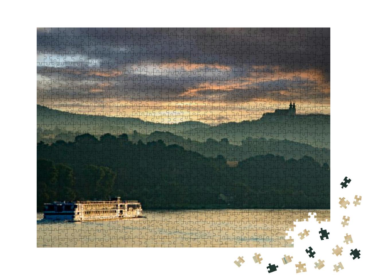 A River Cruise Boat on the Danube River At Sunset, in the... Jigsaw Puzzle with 1000 pieces
