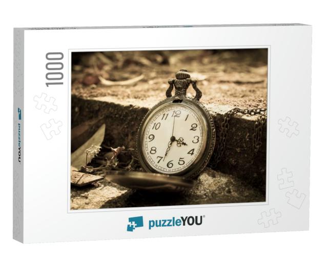 Clock on Ancient Brick, Time Concept... Jigsaw Puzzle with 1000 pieces
