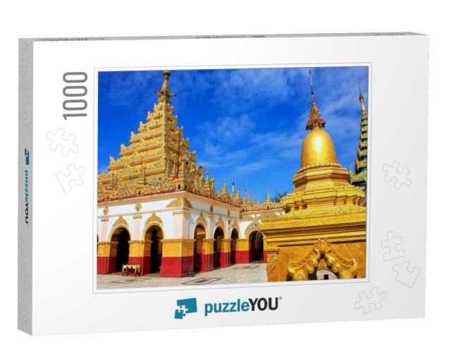 Mahamuni Pagoda on a Blue Sky Day in Mandalay, Myanmar. M... Jigsaw Puzzle with 1000 pieces