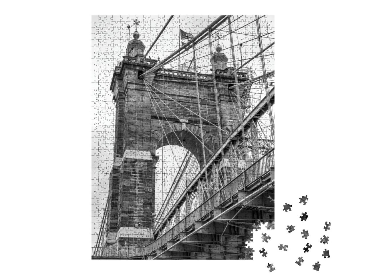 John A. Roebling Bridge Crossing the Ohio River Between C... Jigsaw Puzzle with 1000 pieces