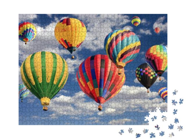 Multicolored Hot Air Balloons Flying... Jigsaw Puzzle with 1000 pieces