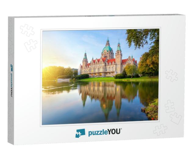 Hanover, Germany. Building of New Town Hall Reflecting in... Jigsaw Puzzle