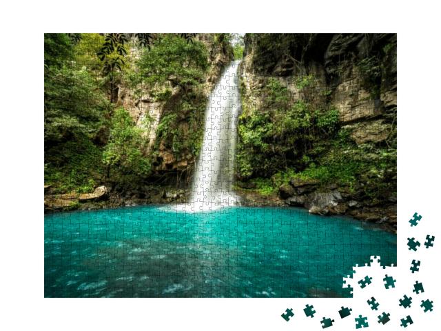 Majestic Waterfall in the Rainforest Jungle of Costa Rica... Jigsaw Puzzle with 1000 pieces