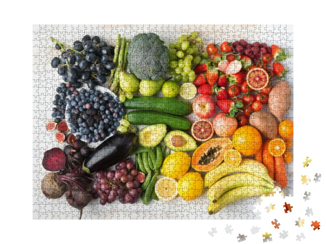 Healthy Eating Concept, Assortment of Rainbow Fruits & Ve... Jigsaw Puzzle with 1000 pieces