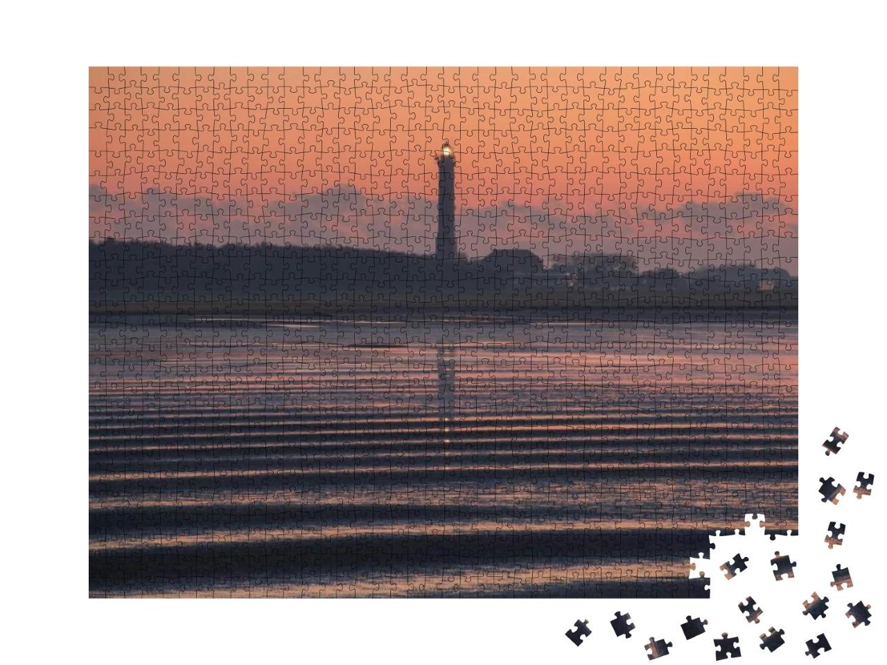 The Norderney Lighthouse At Sunrise... Jigsaw Puzzle with 1000 pieces