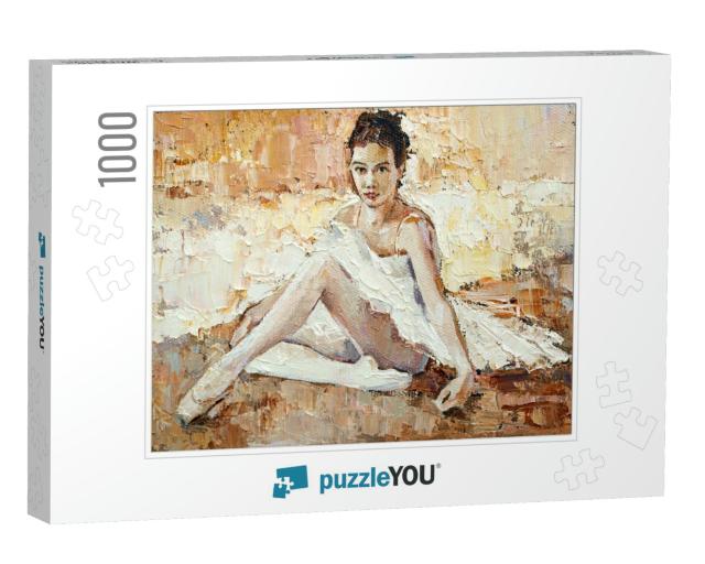 Little Ballerina with Curly Hair Sits & Fastens Pointe Sh... Jigsaw Puzzle with 1000 pieces