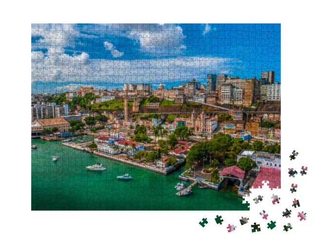 Aerial View of City Salvador Elevator Lacerda in Bahia Br... Jigsaw Puzzle with 1000 pieces