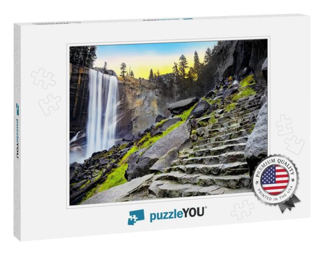Vernal Falls At Dawn, Yosemite National Park, California... Jigsaw Puzzle