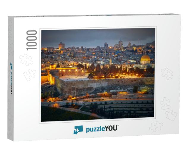 Evening View to Jerusalem Old City. Israel... Jigsaw Puzzle with 1000 pieces