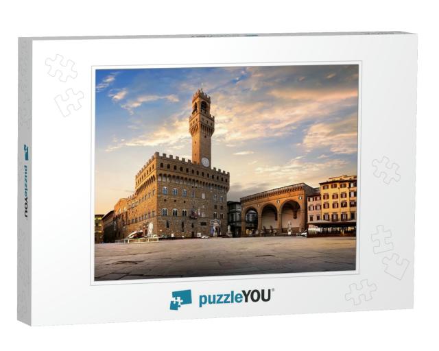 Square of Signoria in Florence At Sunrise, Italy... Jigsaw Puzzle