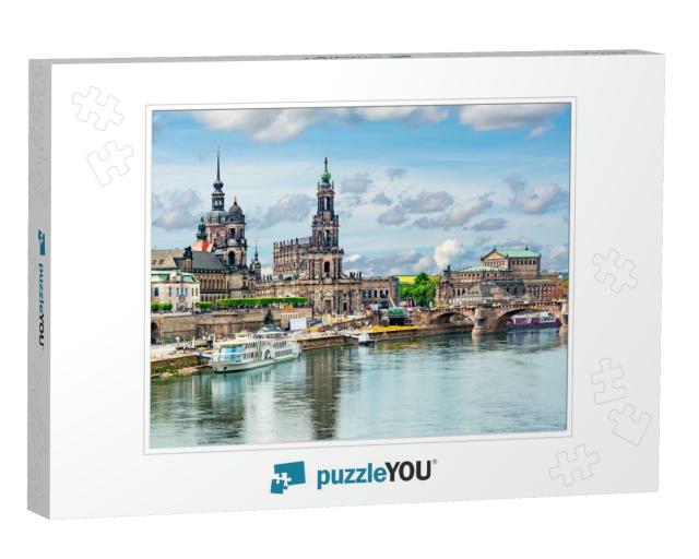 Dresden Cityscape & Elbe River, Saxony, Germany... Jigsaw Puzzle