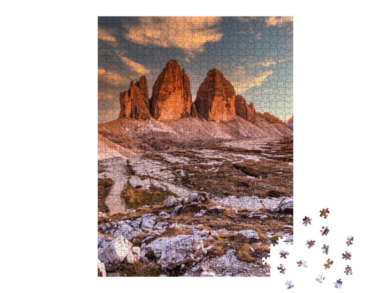 Tre Cime Di Lavaredo Peaks or Drei Zinnen, Dobbiaco - Tob... Jigsaw Puzzle with 1000 pieces