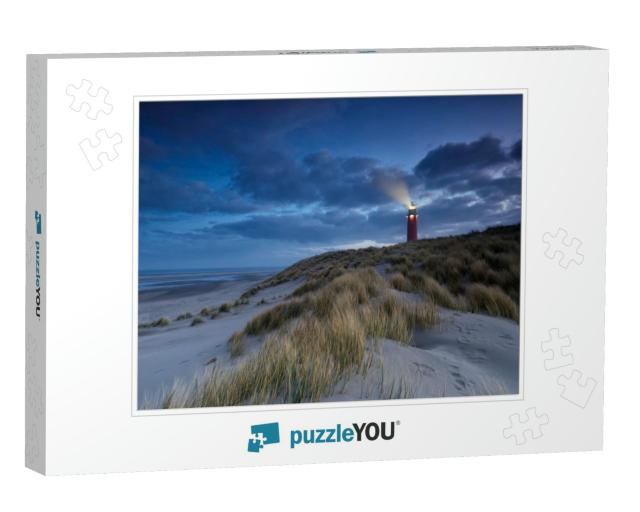 Lighthouse on Dune in Dusk, Texel, Holland... Jigsaw Puzzle
