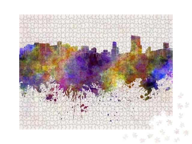 Orlando Skyline in Watercolor Background... Jigsaw Puzzle with 1000 pieces