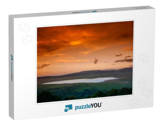 African Sunset Over the Ngorongoro Crater, Tanzania... Jigsaw Puzzle