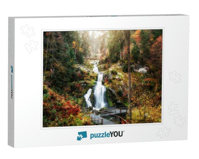Beautiful Waterfall in the Black Forest in Triberg German... Jigsaw Puzzle