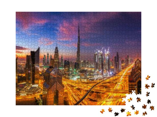 Dubai Skyline At Sunset... Jigsaw Puzzle with 1000 pieces