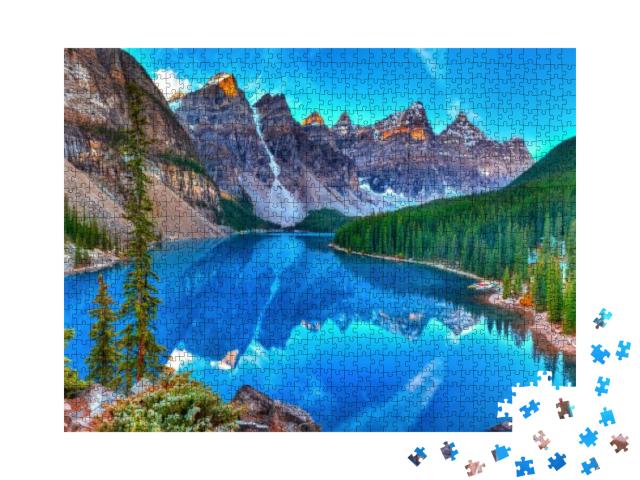 Moraine Lake Sunrise in Banff National Park... Jigsaw Puzzle with 1000 pieces