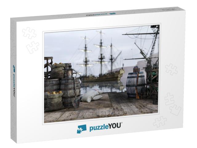 Background of a Pirate Docking Port with Various Trade Go... Jigsaw Puzzle