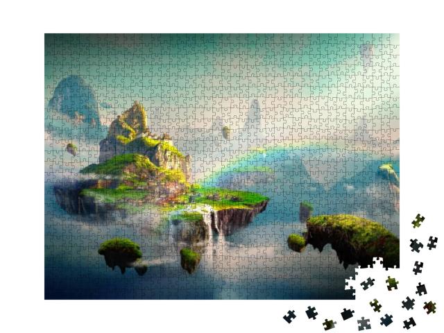 Chinese Style Fantasy Scenes, 3D Rendering... Jigsaw Puzzle with 1000 pieces