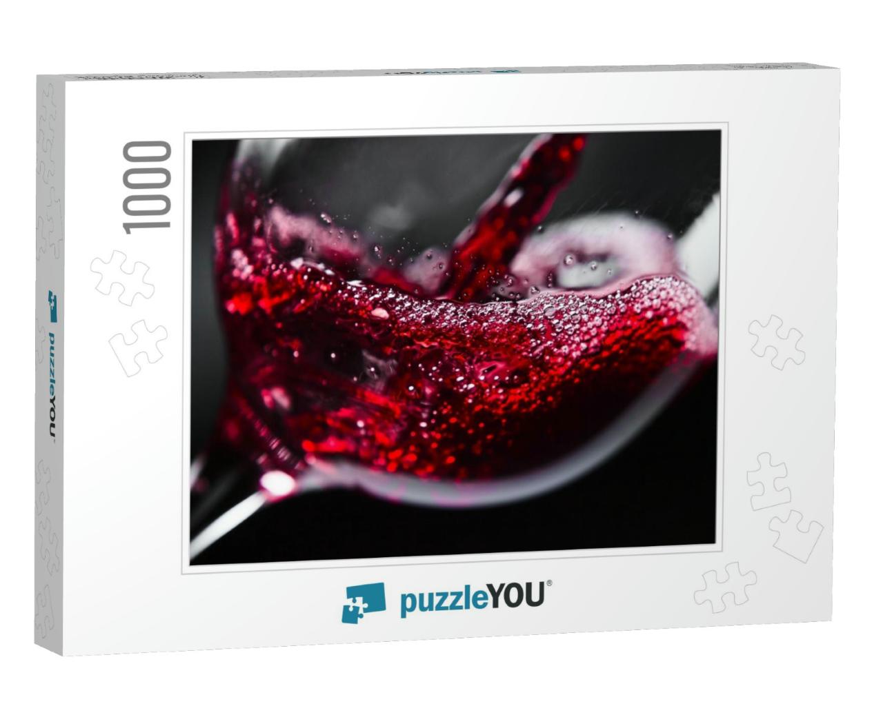 Red Wine in Wineglass on Black Background... Jigsaw Puzzle with 1000 pieces