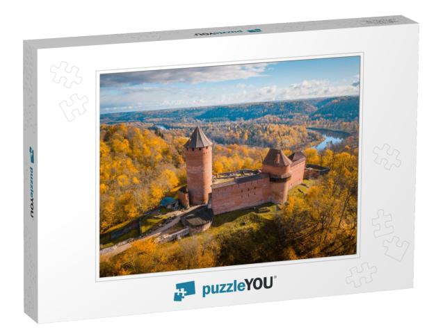 Amazing Aerial View Over the Turaida Castle During Golden... Jigsaw Puzzle