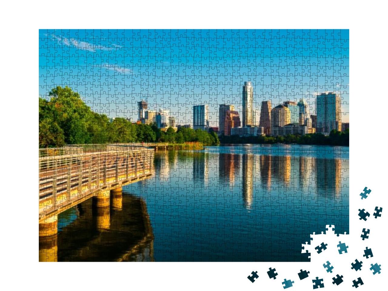 Golden Hour Sunrise Along Town Lake Austin Texas Perfect... Jigsaw Puzzle with 1000 pieces