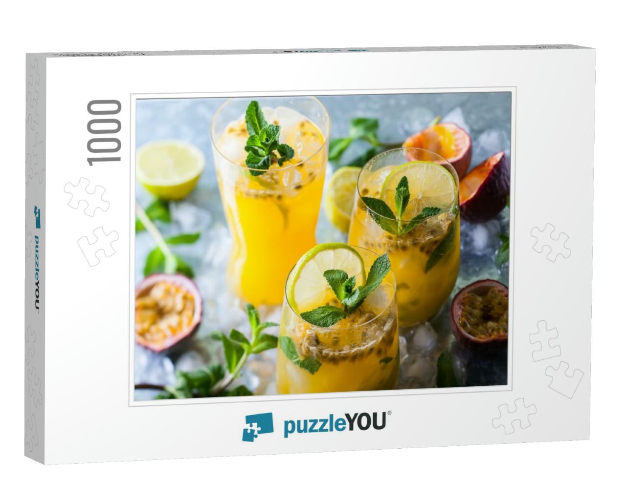 Passion Fruit Lemonade Garnished with Lime & Mint... Jigsaw Puzzle with 1000 pieces
