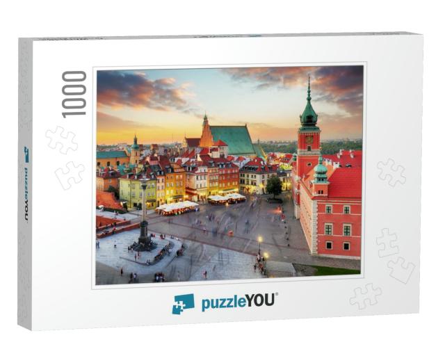 Night Panorama of Old Town in Warsaw, Poland... Jigsaw Puzzle with 1000 pieces