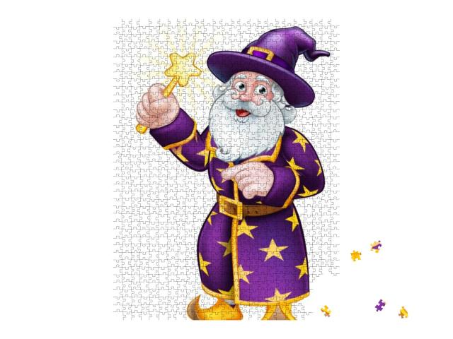 A Cute Wizard Cartoon Character Holding a Magic Wand... Jigsaw Puzzle with 1000 pieces
